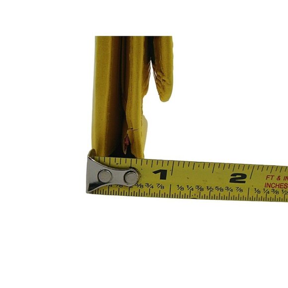 Baekgaard Yellow Banana Patent Faux Leather Wallet Card Slots Tri-fold 8.5x4" - Picture 10 of 11